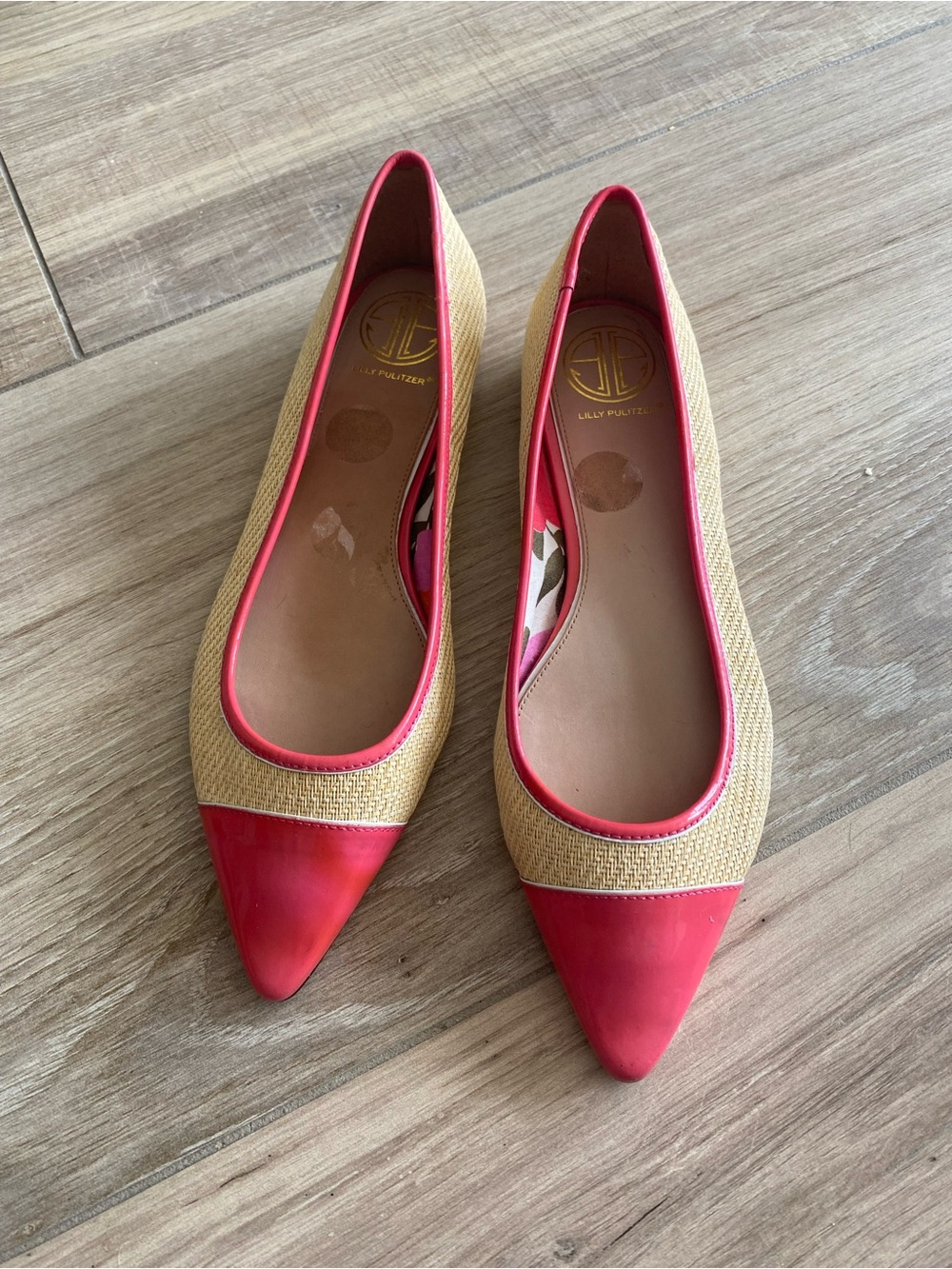 Worn Once Lilly Pulitzer Pink&Natural Pointed Toe Women’s Ballerina Flats SZ 9M